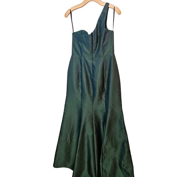 Alfred Sung Green One Shoulder Satin Gown Size 8R NWT Holidays Party Prom Event - Picture 2 of 11